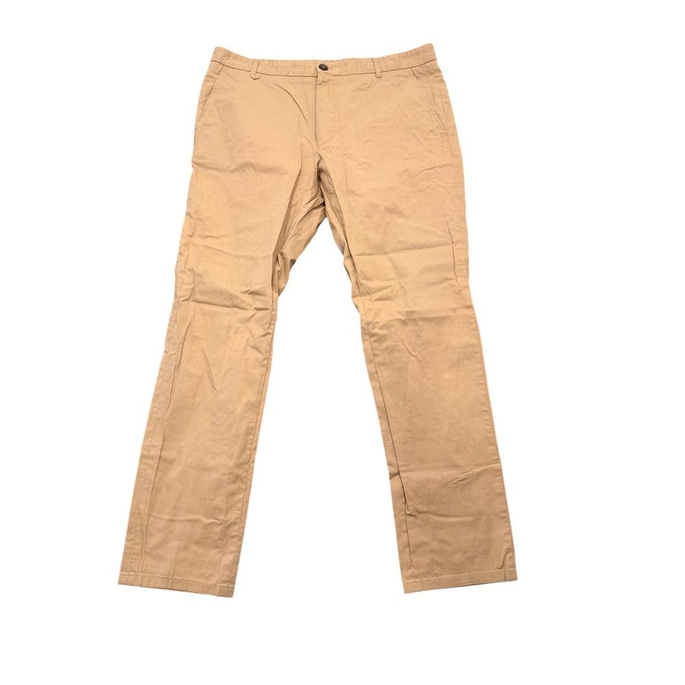 Hugo Boss Mens Chino Pants Tan Beige Straight Leg Size 34R Flat Front Twill